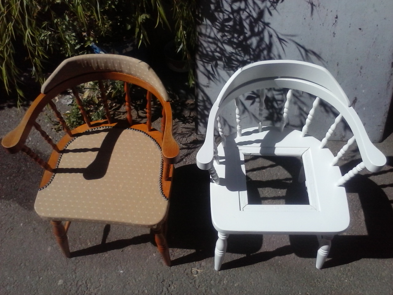 sillón lacado en blanco, antes y despues