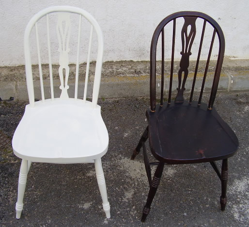 sillas restauradas lacadas en blanco